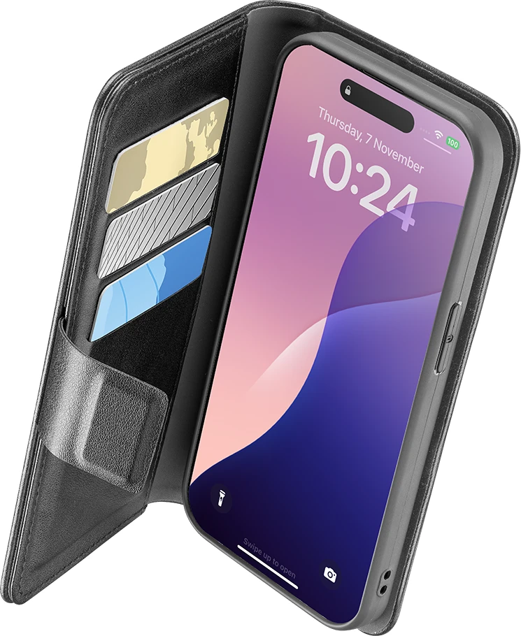 Cellularline Book Agenda 2 Case für Apple iPhone 17e/16e Black